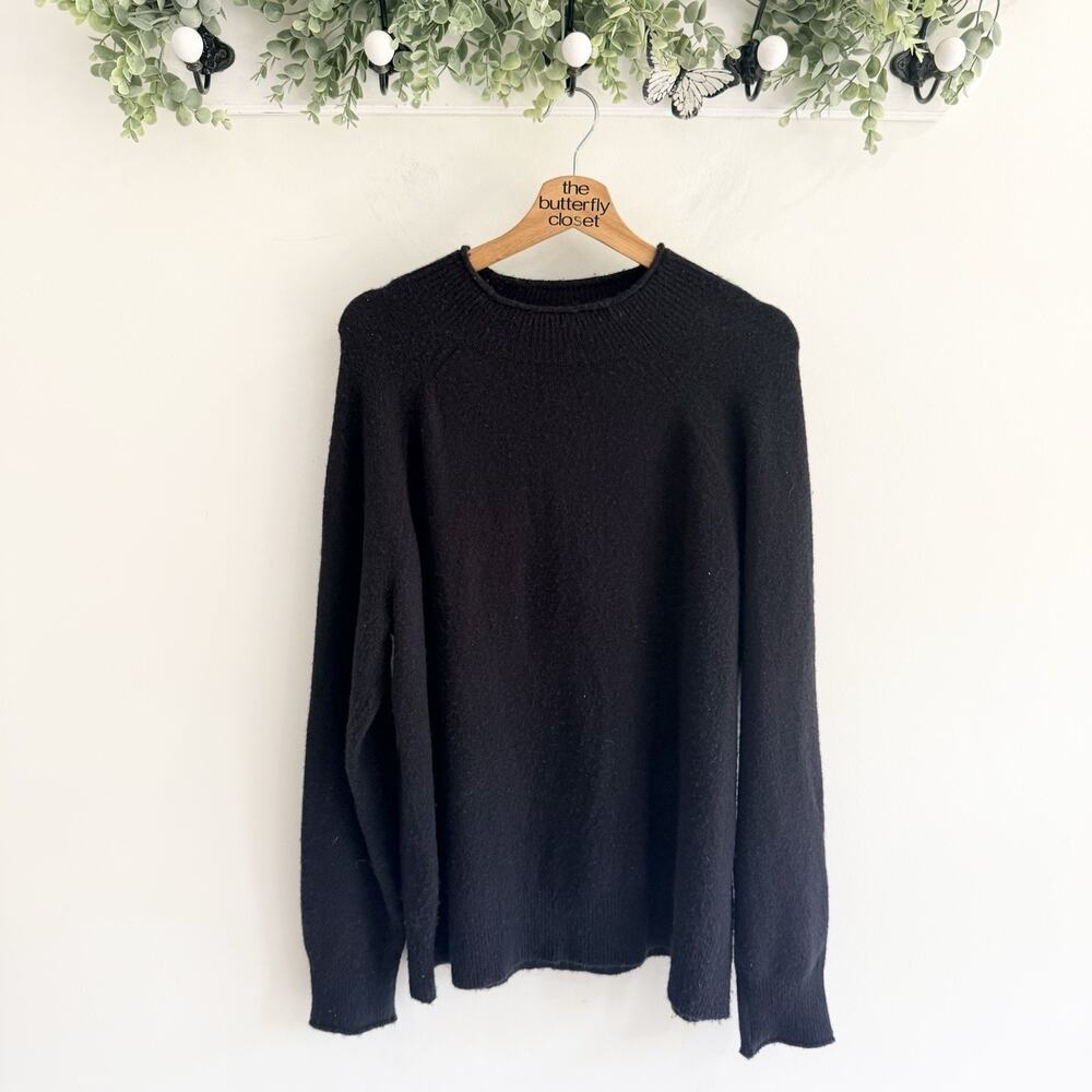 J.Crew Women’s Black Crewneck Knit Sweater Ribbed Detailing Size XL NN4798